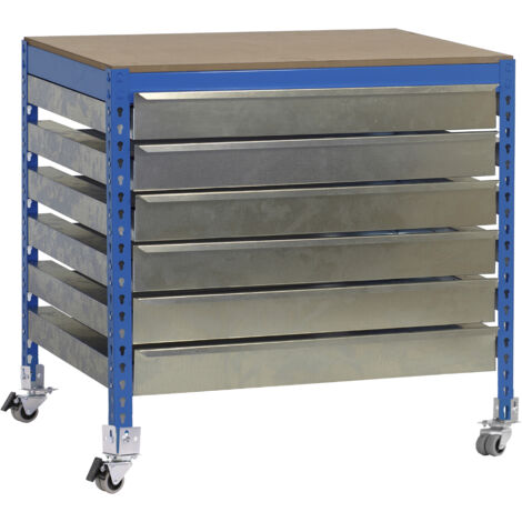 Mesa de Trabajo SIMONWORK con Ruedas bt5 box6 900 azul/madera