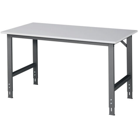 Mesa de trabajo Tom W1500xD800xH760-1080mm Encimera melamina Marco gris antracita