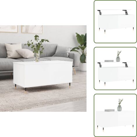 Mesa de trabajo - vidaXL Mesa de centro madera contrachapada blanco brillo 90x44,5x45 cm - Mesa de ordenador