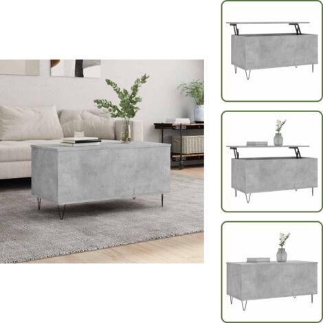 Mesa de trabajo - vidaXL Mesa de centro madera contrachapada gris hormigón 90x44,5x45 cm - Mesa de ordenador