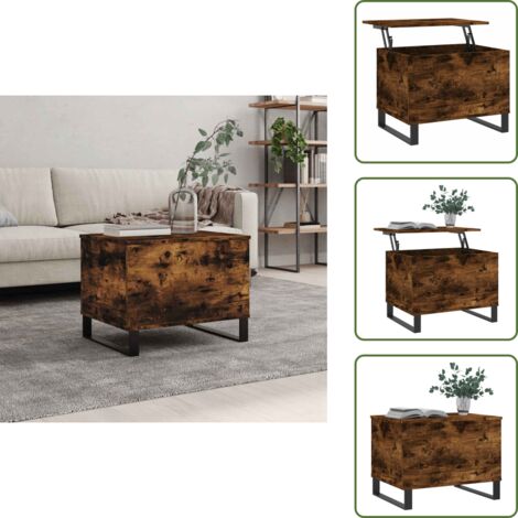 Mesa de trabajo - vidaXL Mesa de centro madera contrachapada roble ahumado 60x44,5x45 cm - Mesa de ordenador