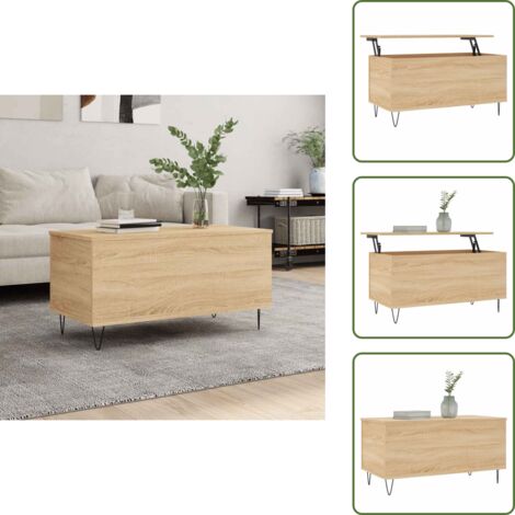 Mesa de trabajo - vidaXL Mesa de centro madera contrachapada roble Sonoma 90x44,5x45 cm - Mesa de ordenador