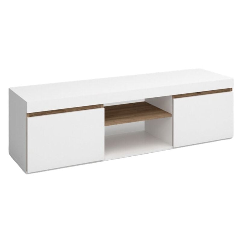 

Mesa de TV, Blanco Mate y Naturale, Mediano
