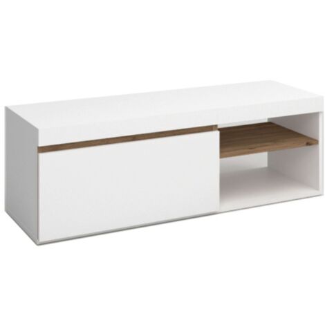 VMO HOME Mesa de TV Elis Comedor Blanco Mate y Naturale 41x120x40 cm