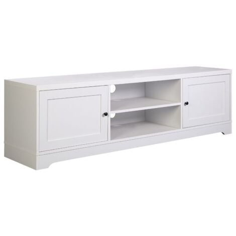 MIROYTENGO Mesa De TV Ottavia Mesa para Televisión 2 Puertas Estilo Contemporáneo Color Blanco 160 CM Mueble de Salón