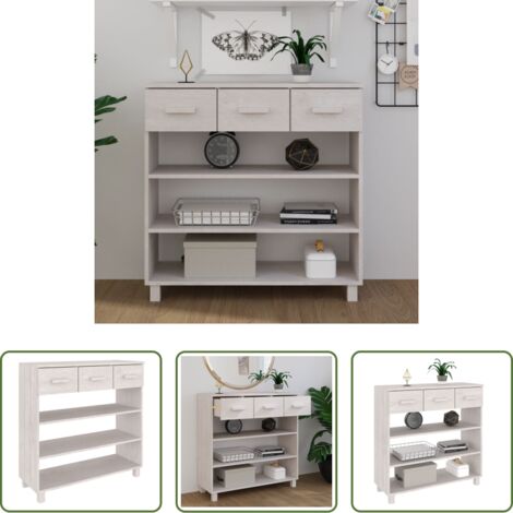 Mesa de vestíbulo -  Mesa consola HAMAR madera maciza de pino blanco 90x35x90 cm