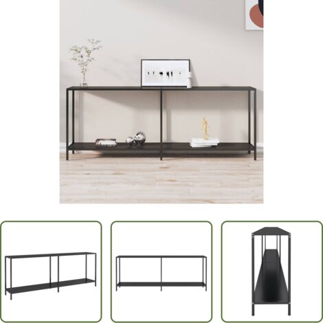 Mesa de vidrio templado -  Mesa consola vidrio templado negro 200x35x75,5 cm