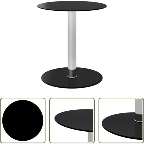 Mesa de vidrio templado -  Mesa de centro de vidrio templado negro 40 cm