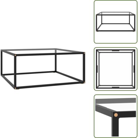 Mesa de vidrio templado - vidaXL Mesa de centro negra con vidrio templado 80x80x35 cm - Mesa de centro moderna