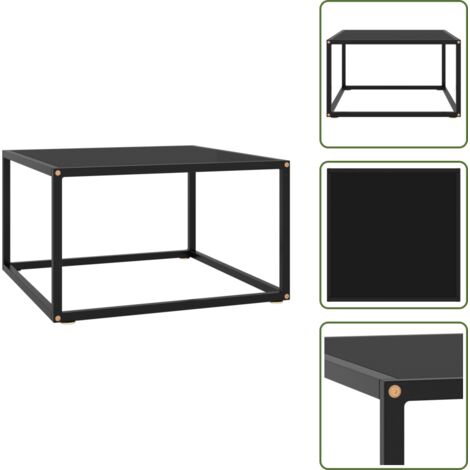 Mesa de vidrio - vidaXL Mesa de centro negra con vidrio negro 60x60x35 cm - Mesa de centro moderna
