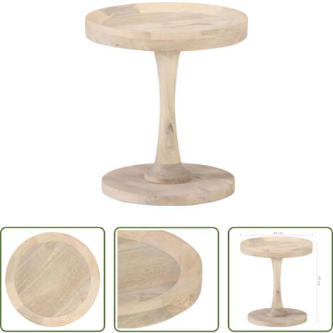 Mesa decorativa -  Mesa auxiliar de madera maciza de mango Ø40x45 cm