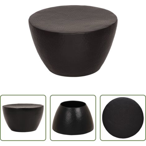 Mesa decorativa -  Mesa de centro aluminio martillado latón negro Ø 50x30 cm
