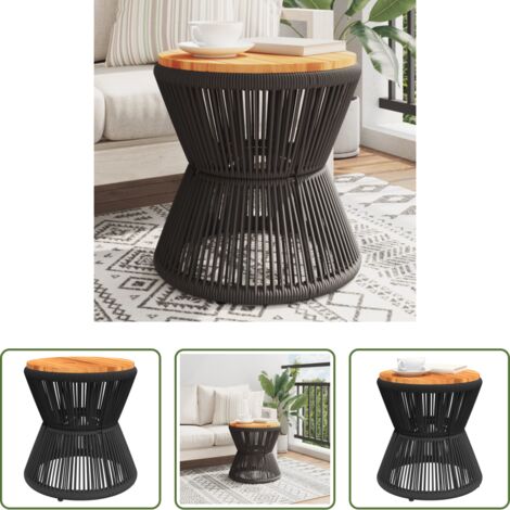 Mesa decorativa - Mesa de centro base de alambre madera acacia negro Ø 45x44 cm