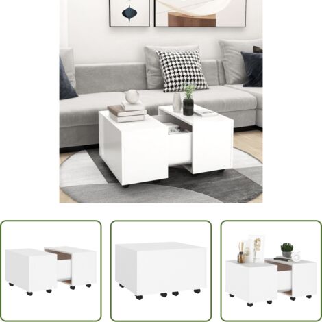 Mesa decorativa -  Mesa de centro madera contrachapada blanco 60x60x38 cm