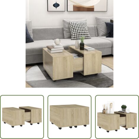 Mesa decorativa -  Mesa de centro madera contrachapada roble Sonoma 60x60x38 cm