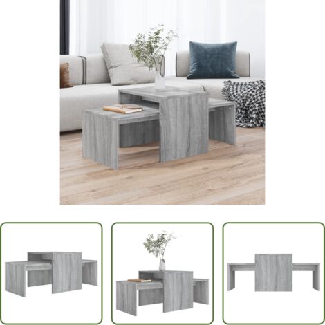 Mesa decorativa -  Set mesa de centro madera de ingeniería gris Sonoma 100x48x40c