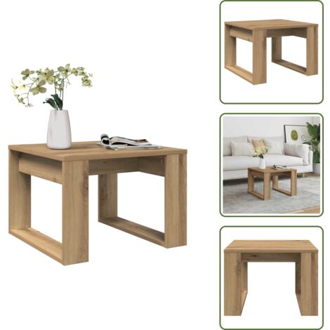 Mesa decorativa - vidaXL Mesa auxiliar de madera de ingeniería roble artisan 50x50x35 cm - Mesa de salón