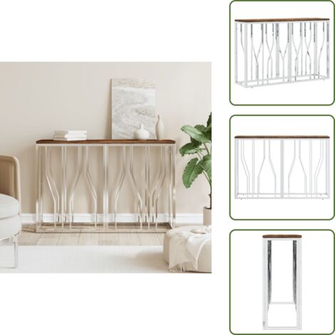 Mesa decorativa - vidaXL Mesa consola acero inoxidable y madera maciza reciclada - Mesa de TV