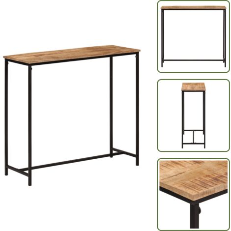 Mesa decorativa - vidaXL Mesa consola madera maciza de mango y hierro 80x30x74 cm - Madera de mango
