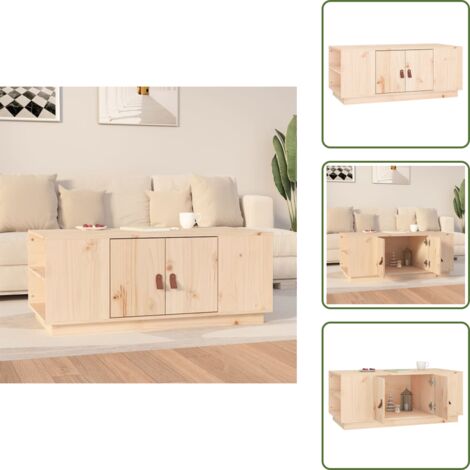 Mesa decorativa - vidaXL Mesa de centro de madera maciza de pino 100x50x41 cm - Mesita auxiliar