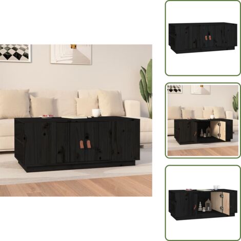 Mesa decorativa - vidaXL Mesa de centro de madera maciza de pino negro 100x50x41 cm - Mesita auxiliar