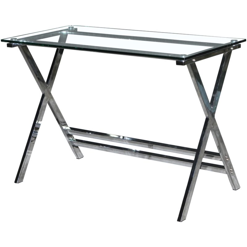

Mesa DELFOS, cromada, cristal, 110 x 55 cms