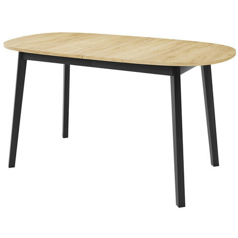 Mesa Edmond 114, Roble dorado artesanal + Negro, 77x80x150cm, Alargamiento, Aglomerado laminado, Madera