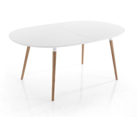 Mesa efecto madera lacada en blanco mate Al 75 x An 105 x Pr 170 cm