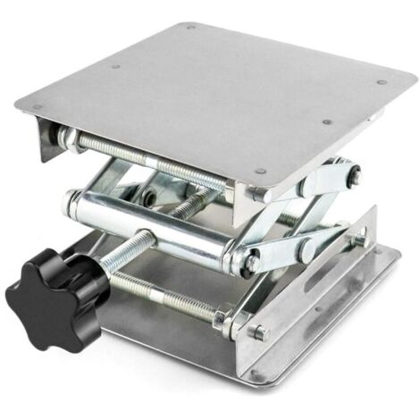 Mesa elevadora de laboratorio, plataforma de tijera de acero inoxidable de 100 x 100 mm para experimentos de laboratorio, carga máxima de 5 kg.