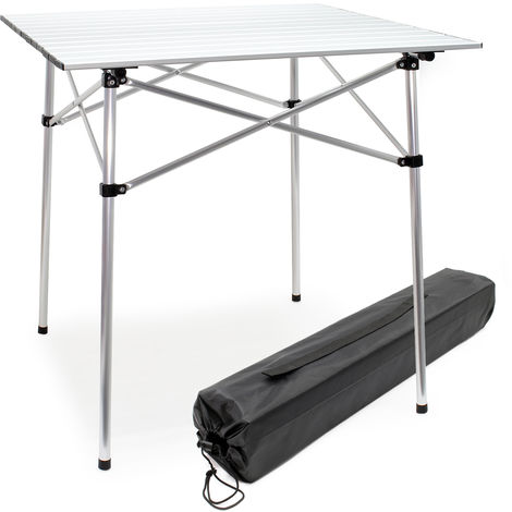 Mesa enrollable de aluminio para camping Tablero 70x69cm Bolsa de transporte Outdoor Picnic Acampada