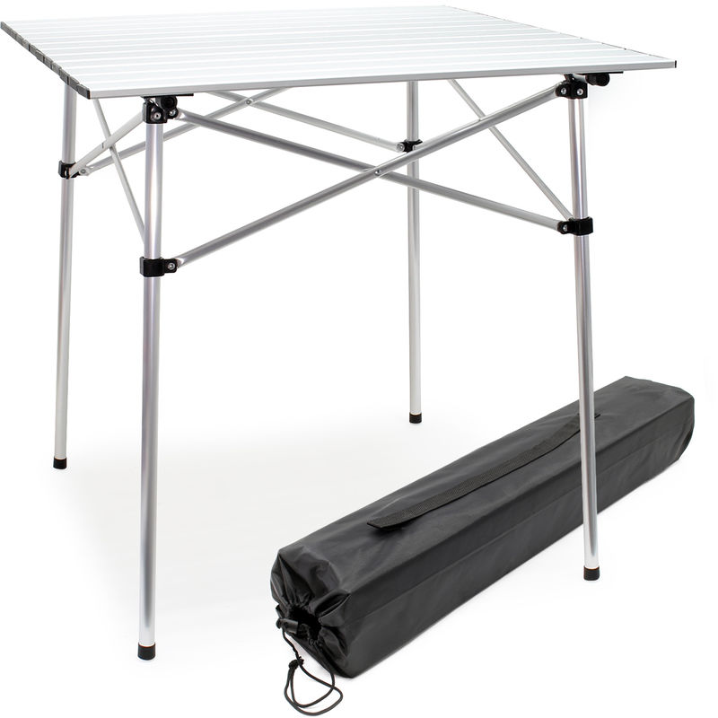

Mesa enrollable de aluminio para camping Tablero 70x69cm Bolsa de transporte Outdoor Picnic Acampada