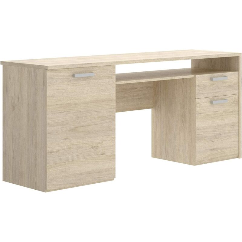 

Mesa Escritorio 1 cajon 2 puertas, Mesa Despacho Color Natural, Medidas: 75 x 150 x 50 cm de Fondo