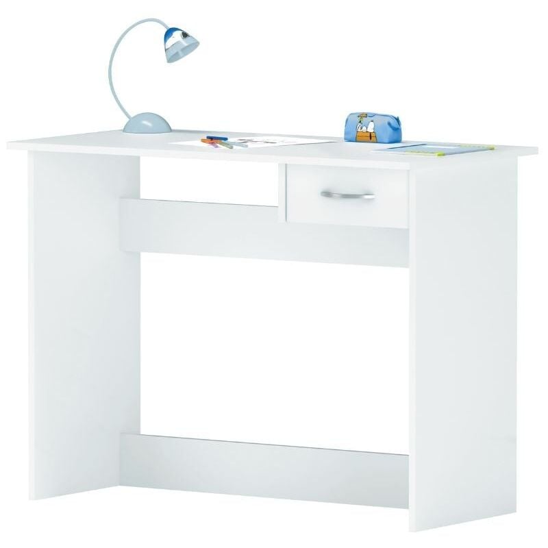 

Escritorio mesa de estudio juvenil 100 cm. Blanco. Para ordenador, habitación infantil