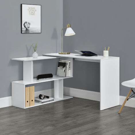 Mesa de escritorio Esquinero con 1 puerta Blanco 76x121x79 cm - LED