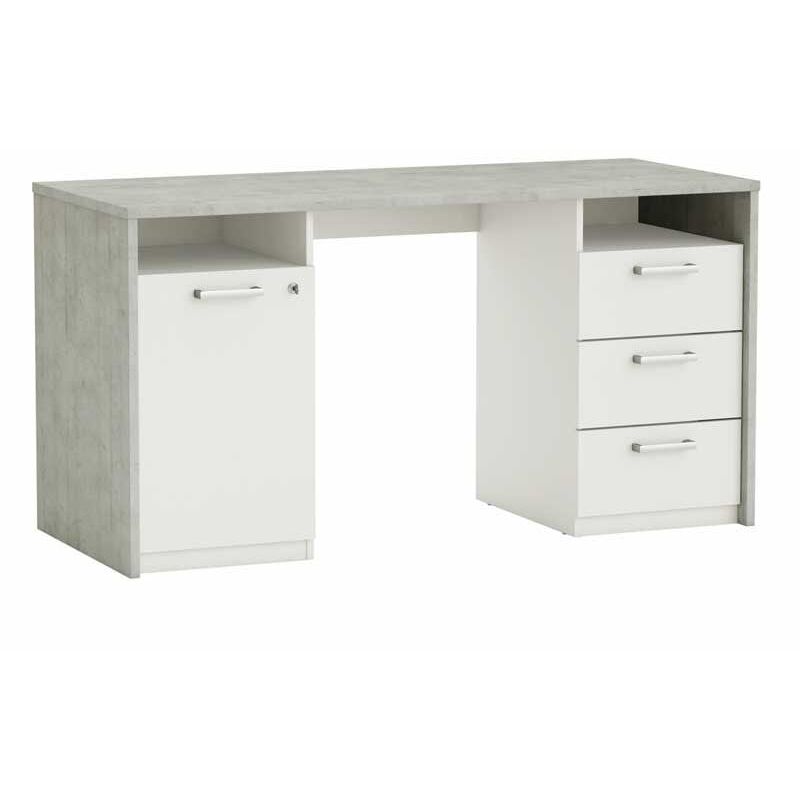 

Mesa Escritorio de diseño para Estudio, Oficina o despacho en Color Blanco e imitación Papel para un Acabado Moderno 145x60x76 cm