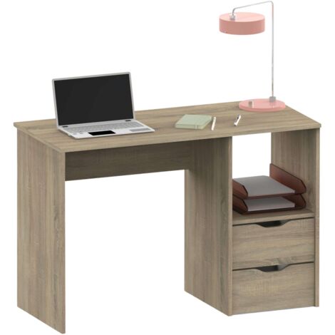 Mesa Escritorio Estudio Oficina Eko con 2 Cajones en Color Roble 76x115x50 cm