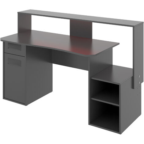 Estantería Gaming con LED incluido color negro librería gamer 6 estantes  estilo moderno mueble 180x67x28 cm