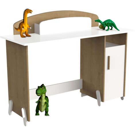 Mesa Escritorio Naili Con Armario Infantil Juvenil Roble Hamilton y Blanco Mate 135 cm