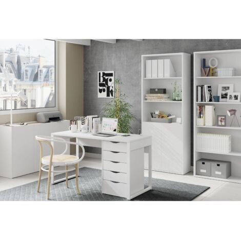 Mesa Escritorio Nexus, Mesa de Oficina Melamina de Alta Densidad, Blanco Atlas, 76 x 135 x 60 cm