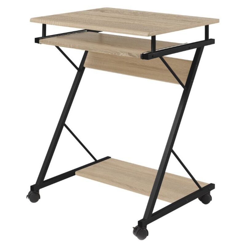 Miroytengo - Table de bureau d'ordinateur Volta Office style moderne en chêne cambrien et noir avec plateau amovible 60 cm