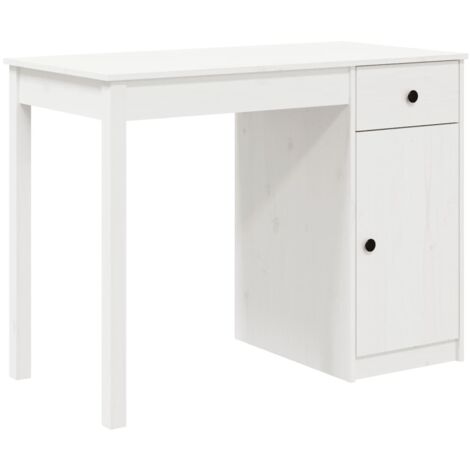 Mesa escritorio puesto de trabajo mueble ordenador estudio 100 x 50 x 75 cm madera maciza de pino blanco 020023498