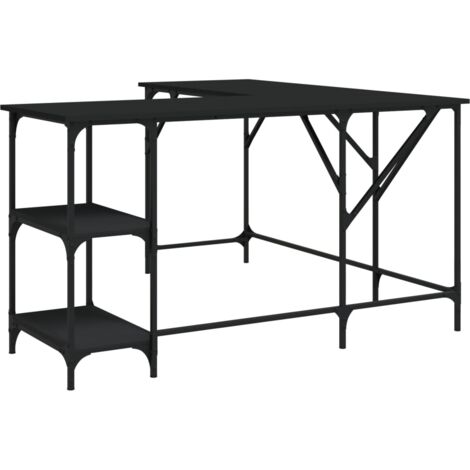 Mesa escritorio puesto de trabajo mueble ordenador estudio 139 x 139 x 75 cm madera contrachapada negro 020023903