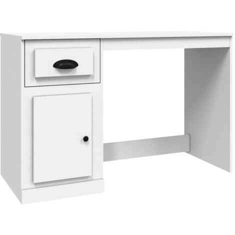 Mesa escritorio puesto de trabajo mueble ordenador estudio con cajón 115 x 50 x 75 cm madera contrachapada blanco 020023445