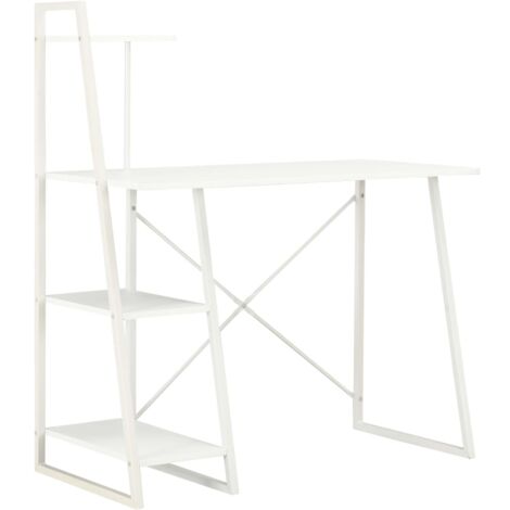 Mesa escritorio puesto de trabajo mueble ordenador estudio con estante 102 x 50 x 117 cm blanco 020023475