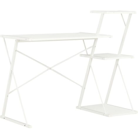 Mesa escritorio puesto de trabajo mueble ordenador estudio con estante 116 x 50 x 93 cm blanco 020023476