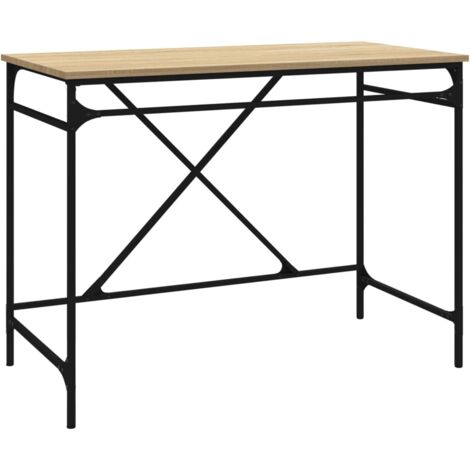 Mesa escritorio puesto de trabajo mueble ordenador estudio informático roble sonoma 100 x 50 x 75 cm madera contrachapada y hierro marrón 020023632