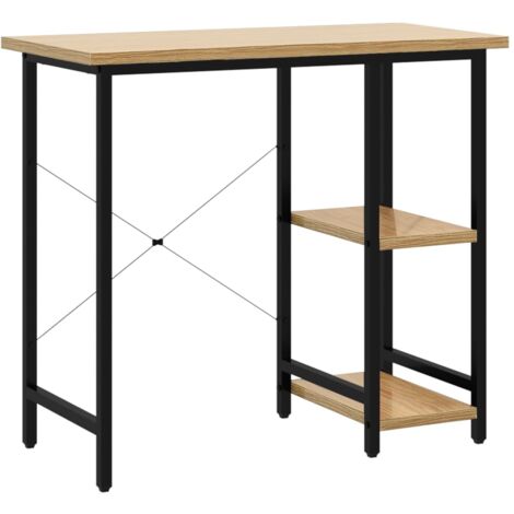 Mesa escritorio puesto de trabajo mueble ordenador estudio ordenador y roble claro 80 x 40 x 72 cm MDF y metal marrón 020023755