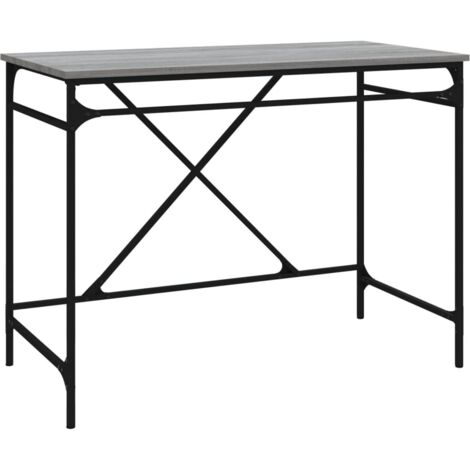 Mesa escritorio puesto de trabajo mueble ordenador estudio sonoma 100 x 50 x 75 cm madera contrachapada y hierro gris 020023938