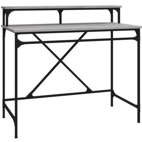 Mesa escritorio puesto de trabajo mueble ordenador estudio sonoma 100 x 50 x 90 cm madera contrachapada y hierro gris 020023941