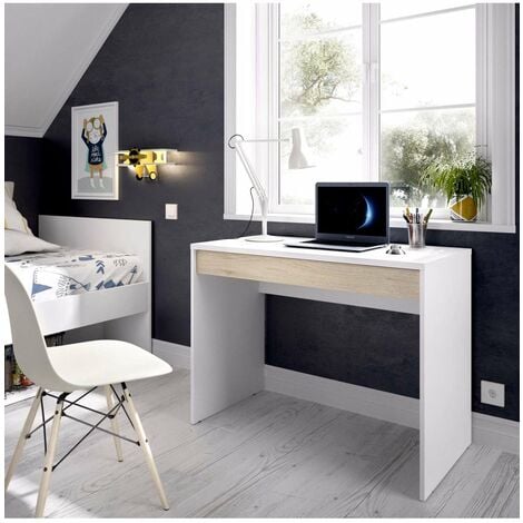 Mesa escritorio pequeño de madera con caballete natural GLAM